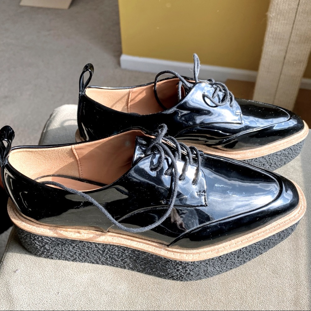 Zara Patent Leather Platform Loafers